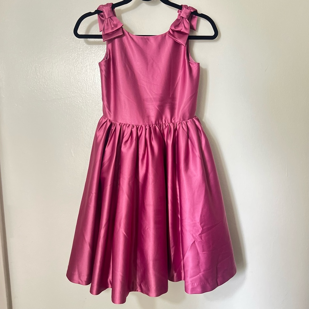 Janie and Jack Fancy Satin Bow Sleeveless Dress Formal in Pink Violet Sz 10